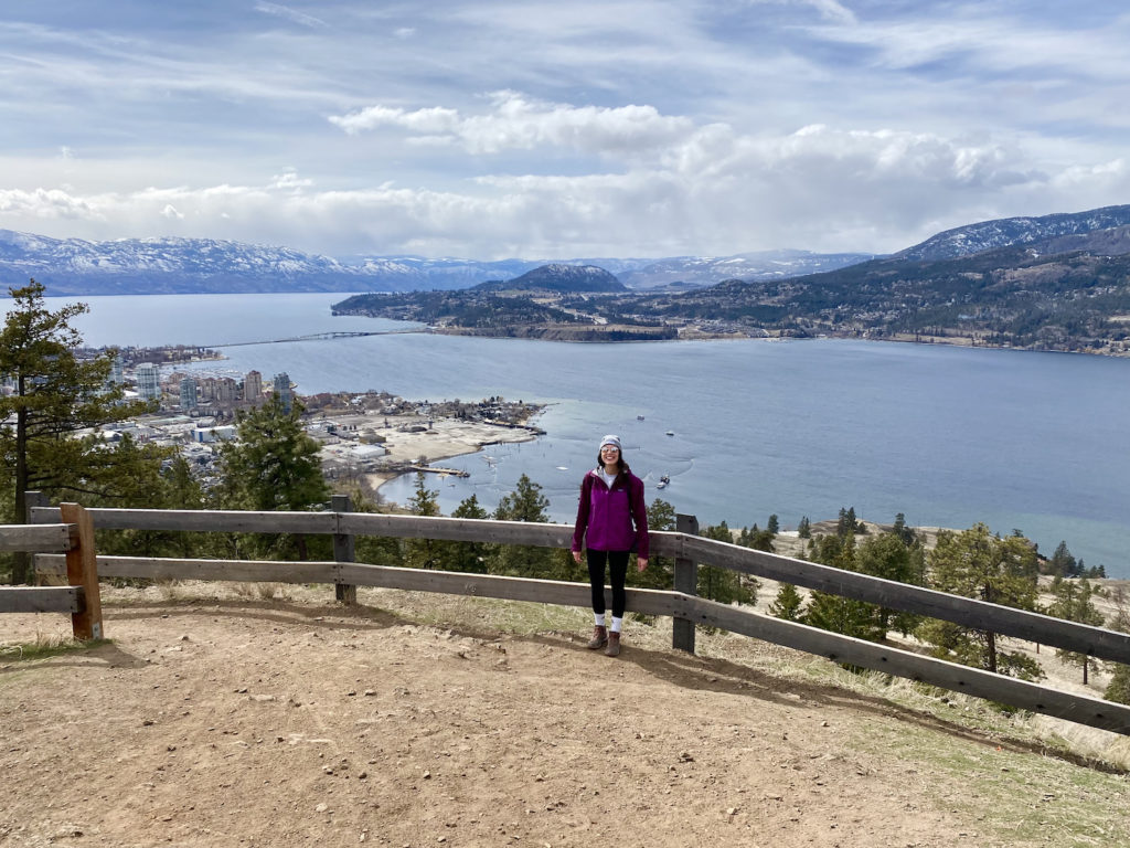 Aly hiking Knox Mountain in Kelowna