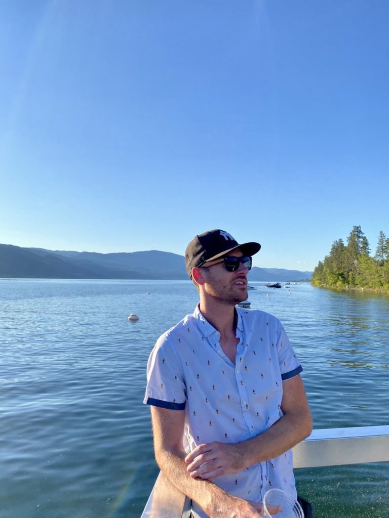 Mike enjoying the lakeside view of Okanagan Lake
