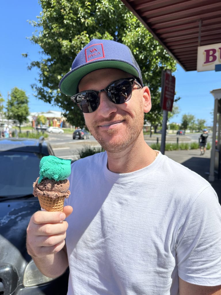man with ice cream cone